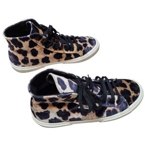 Superga Womens Designer Velvet Leopard Print High Top Sneakers - Size 8.5
